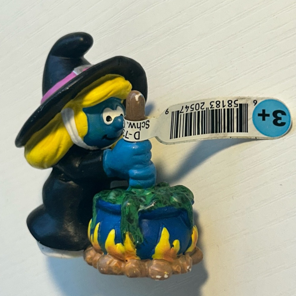 Halloween Smurfs Smurfette Witch Cauldron Figure Rare‎ Schleich Vintage New NWT